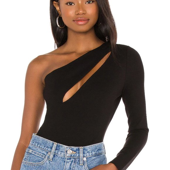 NBD Tops - NWT NBD Black One Shoulder Bodysuit
